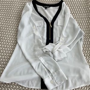 White/black Express long sleeve top